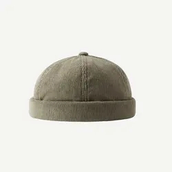 Free shipping wholesale custom logo Unisex Beanie Corduroy Docker Brimless Hat Rolled Cuff Harbour Hat brimless skull cap