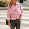 Women Velvet Clothes Women Blouse Solid Color Lapel Loose Button Long Sleeve T-shirts