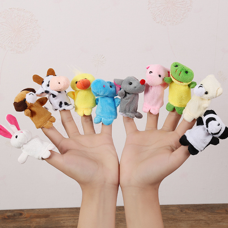 Finger Puppets Set Baby 10 pcs Animals Plush Doll Hand Cartoon Family Hand Puppet Cloth theater Educational Toys for Kids Gifts