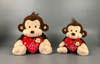 wholesale design red heart brown softer PV plush valentine animal monkey/bear/