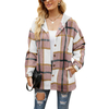 Fall Winter Simple Long Sleeve Hoodie Shirt Casual Stylish Check Shirt For Women Drop Shoulder Check Oversize Plaid Shirt Women