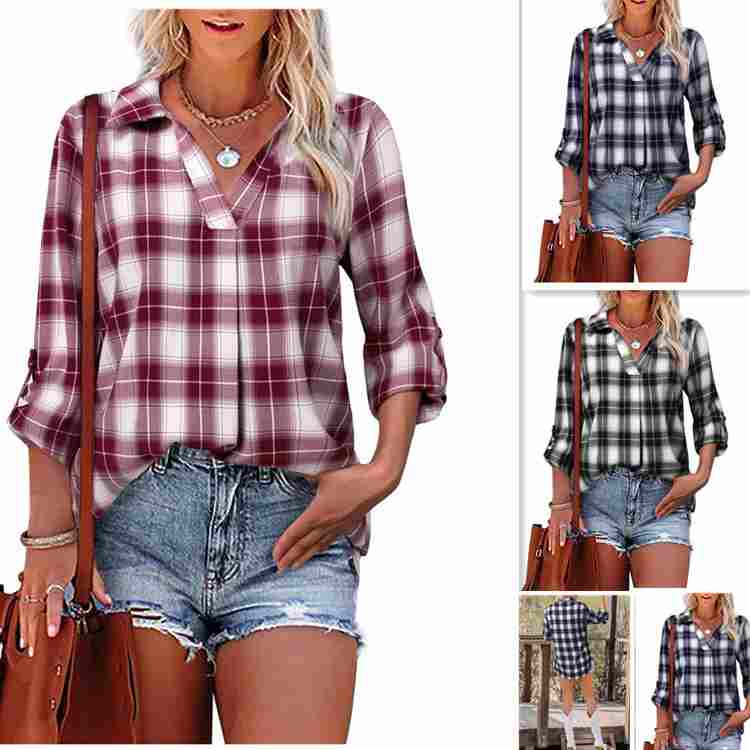 Wholesale long sleeved V-neck loose fitting women's shirts by manufacturers crop shirts women