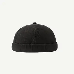 Free shipping wholesale custom logo Unisex Beanie Corduroy Docker Brimless Hat Rolled Cuff Harbour Hat brimless skull cap