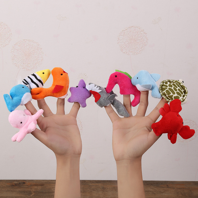 Finger Puppets Set Baby 10 pcs Animals Plush Doll Hand Cartoon Family Hand Puppet Cloth theater Educational Toys for Kids Gifts