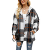 Fall Winter Simple Long Sleeve Hoodie Shirt Casual Stylish Check Shirt For Women Drop Shoulder Check Oversize Plaid Shirt Women