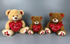 wholesale design red heart brown softer PV plush valentine animal monkey/bear/