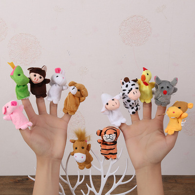 Finger Puppets Set Baby 10 pcs Animals Plush Doll Hand Cartoon Family Hand Puppet Cloth theater Educational Toys for Kids Gifts