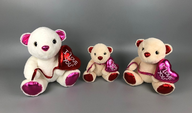 wholesale design red heart brown softer PV plush valentine animal monkey/bear/