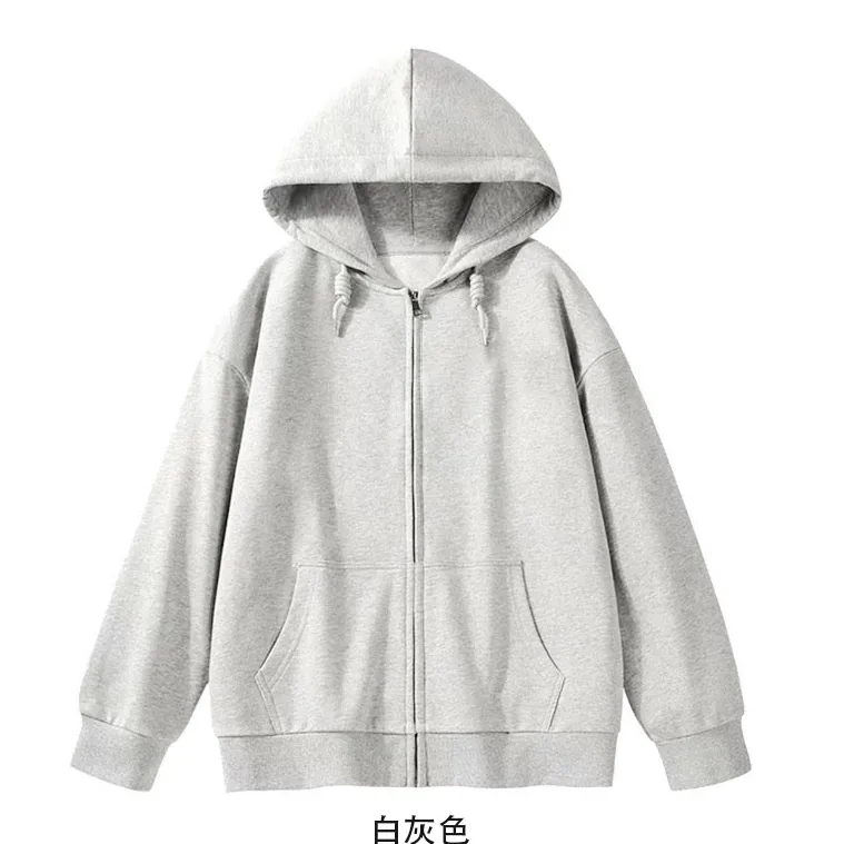 High Quality Hoodie Custom Logo Cotton Long Sleeve Zip up White Crop Top Women Hoodie for Gym Clothing Casual Plain Shoulder