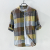 Men Shirts 2022 Casual Style Summer 100% Linen Long Sleeve Plaid Comfortable Men Shirts