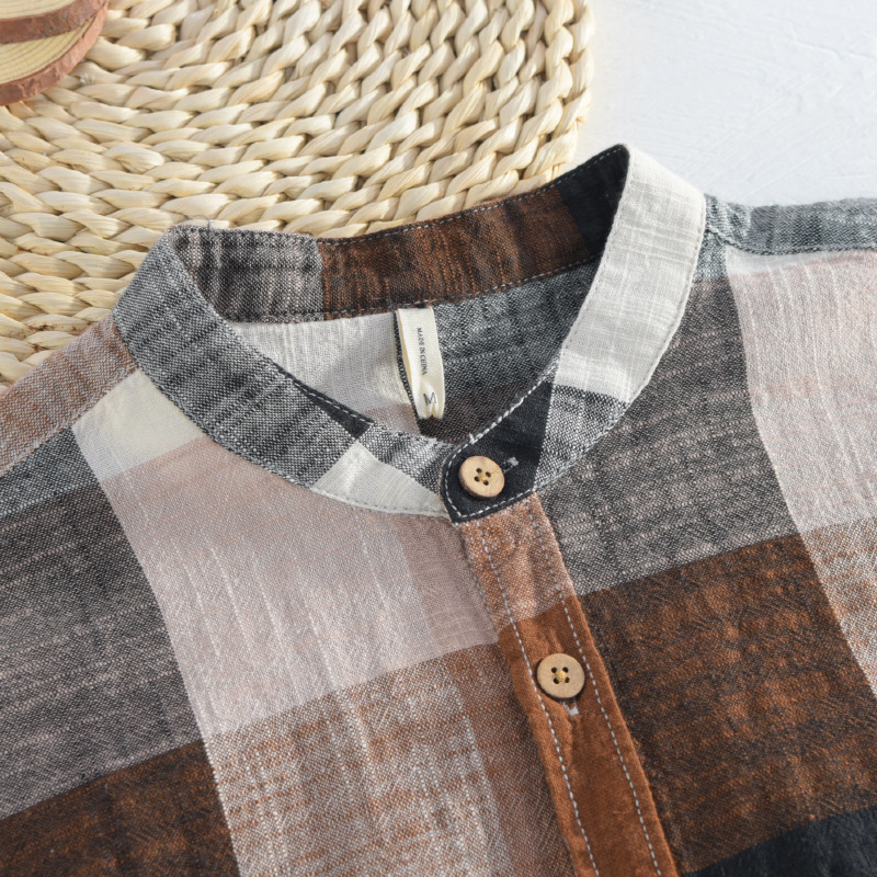 Men Shirts 2022 Casual Style Summer 100% Linen Long Sleeve Plaid Comfortable Men Shirts