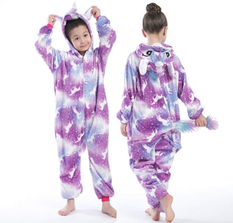 Children Animal Unicorn Onesie Costume Girl Flannel Sleepwear pajamas For Girls