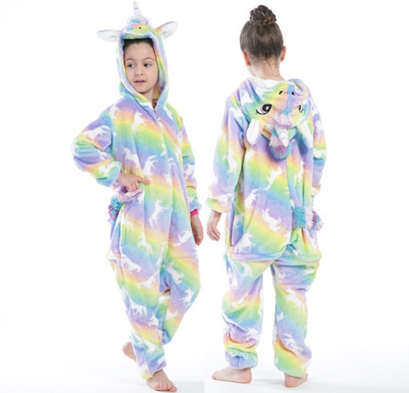 Children Animal Unicorn Onesie Costume Girl Flannel Sleepwear pajamas For Girls